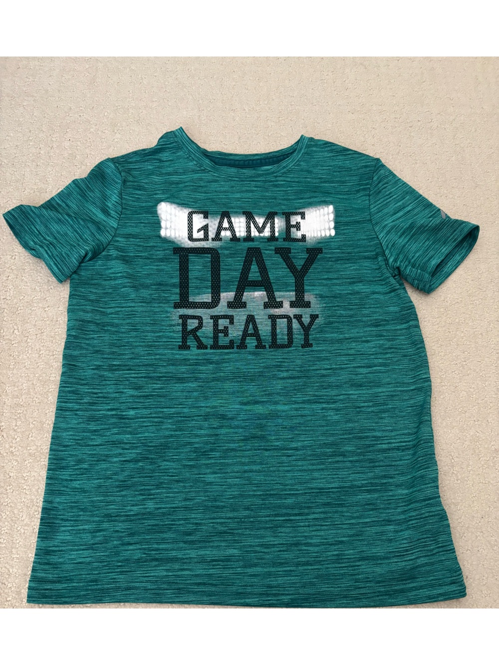 Reebok Youth Kids Boy’s Teal Heather Performance Tee Game Day Ready Active Shirt